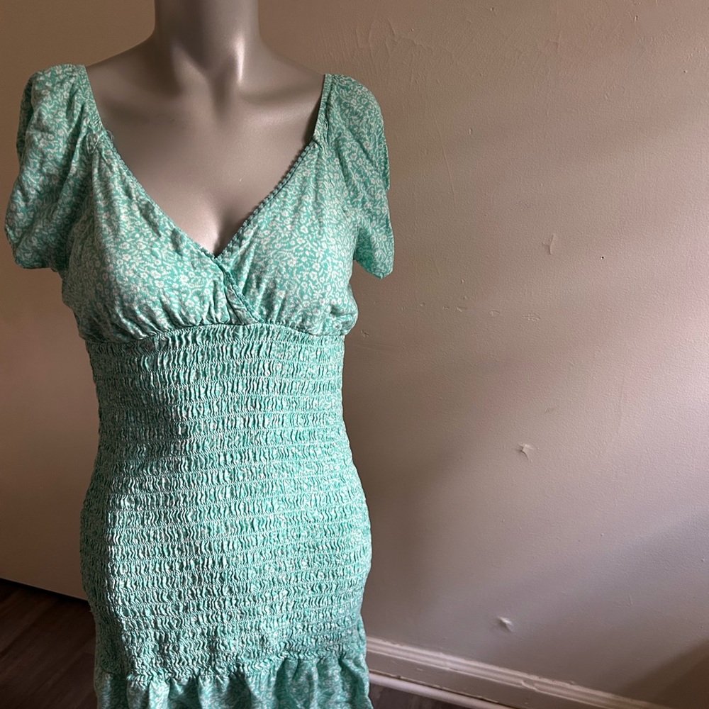 Mint Green Smocked Dress
